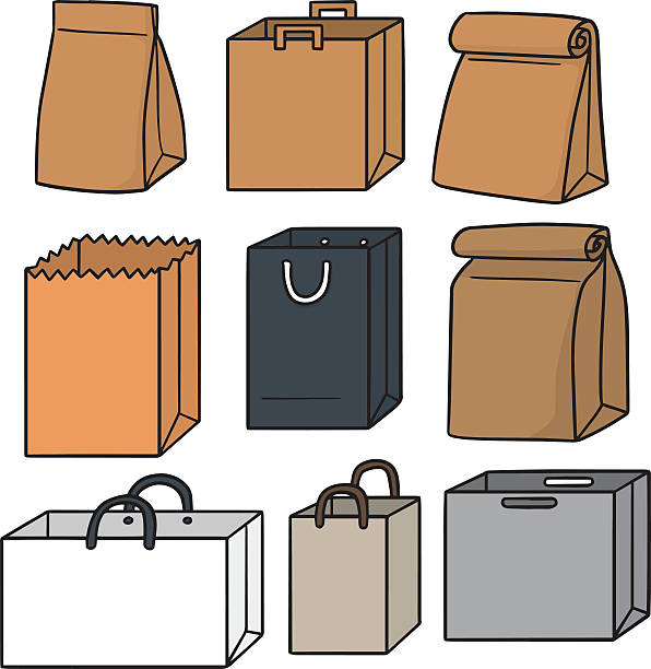 Cartoon Of The Paper Bag Illustrations, Royalty-Free Vector Graphics