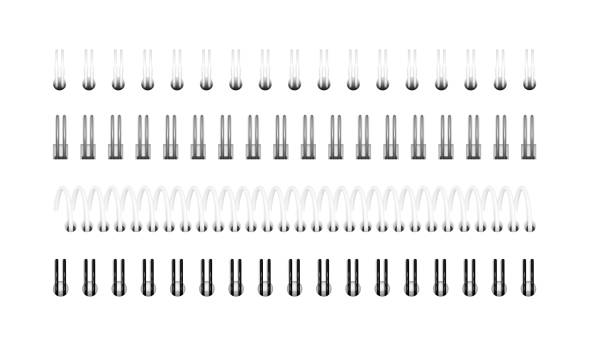 Vector set of realistic images of silver, black and white spirals for notebook, calendar, drawing album Vector set of realistic images (layout, mockup) of silver, black and white spirals for notebook, calendar, drawing album: a top view. The image was created using gradient mesh. EPS 10. bonding stock illustrations