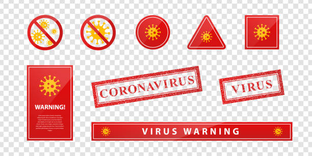 stockillustraties, clipart, cartoons en iconen met vector set van realistische geïsoleerde waarschuwingssignalen van virus en coronavirus voor sjabloon decoratie op de transparante achtergrond. - lyme