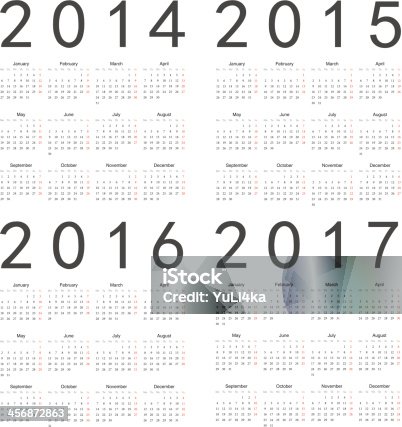 istock Vector set of square 2014-2017 year calendars 456872863
