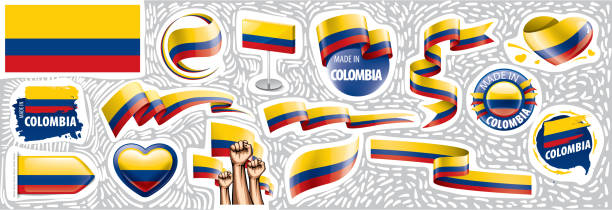 各種創意設計中哥倫比亞國旗向量集。 - 旗杆 插圖 幅插畫檔、美工圖案、卡通及圖標