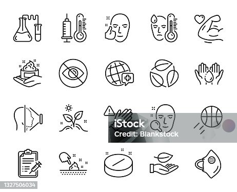 istock Vector set of Use gloves, Not looking and Grow plant line icons set. Vector 1327506034