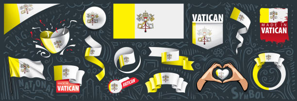 ilustrações de stock, clip art, desenhos animados e ícones de vector set of vatican in various creative designs - pope