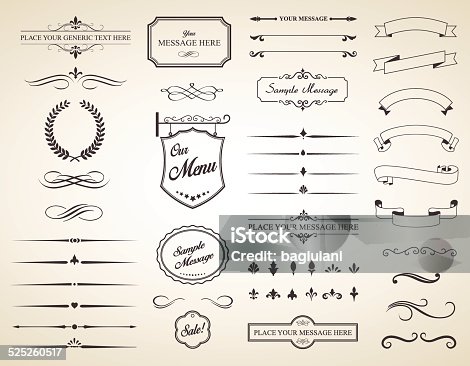 istock Vector Set of Vintage Calligraphic Elements 525260517