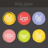 Vector set of vintage colorful  labels for greetings and promotion. Premium Quality Guarantee, Bestseller, Best Choice, Sale, Special Offer