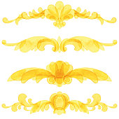 istock Vector Set Of Watercolor Yellow Ornaments 1288784716