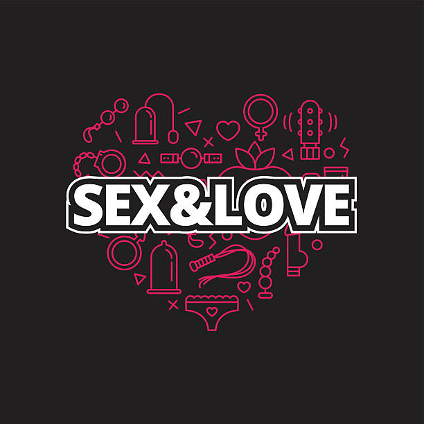stockillustraties, clipart, cartoons en iconen met vector sex shop icons in shape of heart. trendy two - vibrator