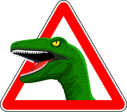 vector sign with raptor dinosaur illustration