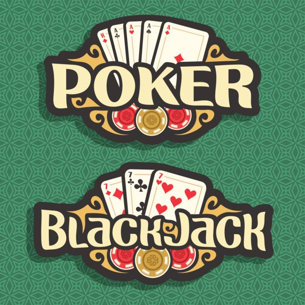 stockillustraties, clipart, cartoons en iconen met vector tekenen, poker en black jack - blackjack
