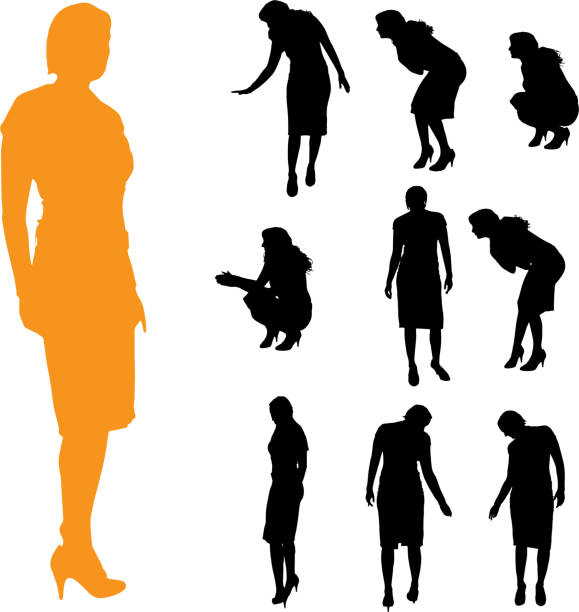 Vector silhouette of a woman. Vector silhouette of a woman on a white background. pain silhouettes stock illustrations