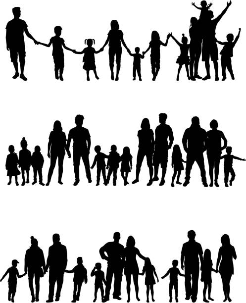 Vector silhouette of children on white background. Vector silhouette of children on white background. family silhouettes stock illustrations