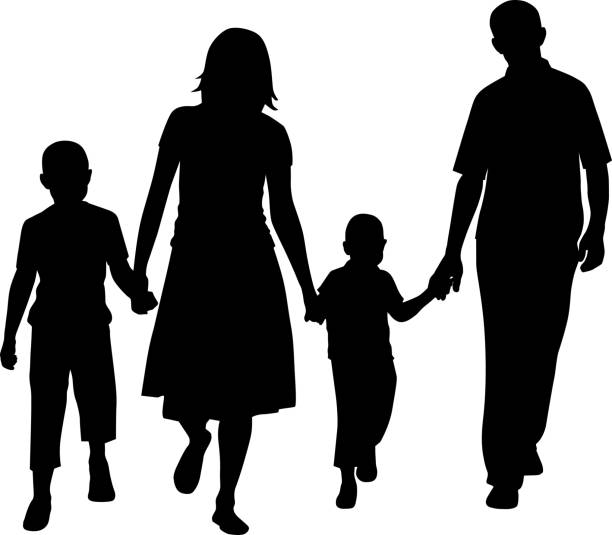 Vector silhouette of father and mother and son Vector illustration of a family. Silhouette of father and mother and son family silhouettes stock illustrations