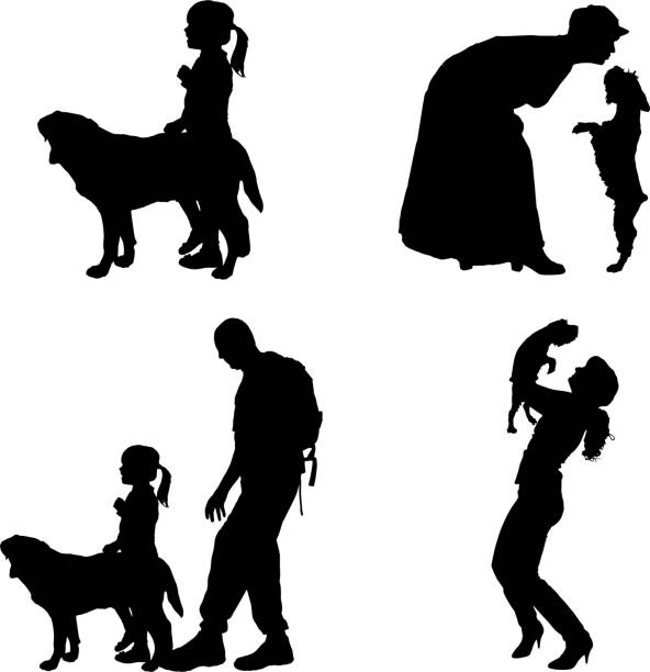 Download Silhouette Of The Funny Old Lady Best Friend Illustrations ...