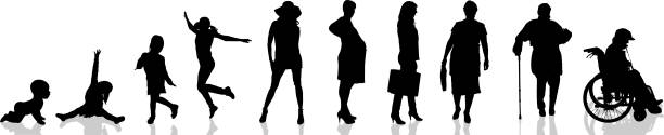 Vector silhouette of woman. Vector silhouette of woman as generation progresses. pregnant silhouettes stock illustrations