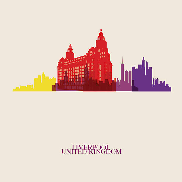vector silhouettes of the city - liverpool stock illustrations