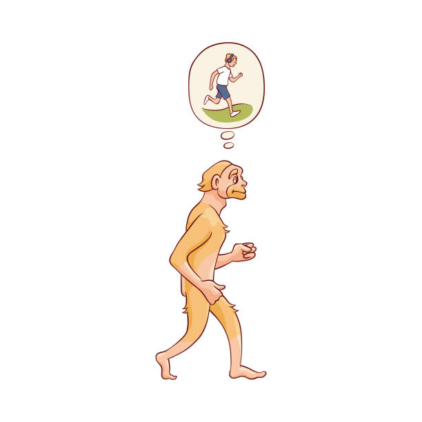 ilustrações de stock, clip art, desenhos animados e ícones de vector sketch caveman ape-like walking isolated - fire caveman