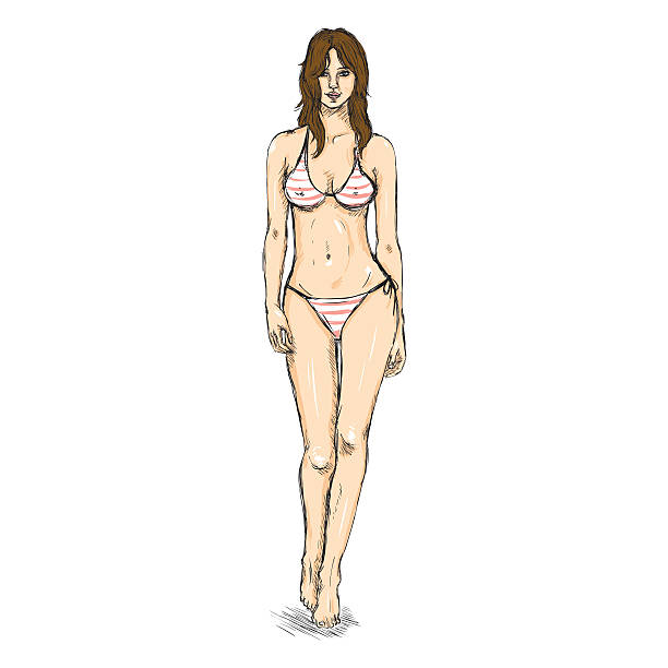 вектор эскиза модели моды женщина в бикини - drawing of the swimsuit manneq...