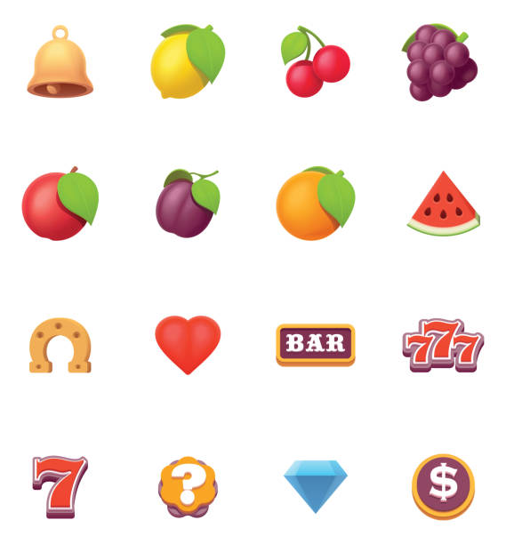 ilustrações de stock, clip art, desenhos animados e ícones de vector slots symbols icon set - casino icon