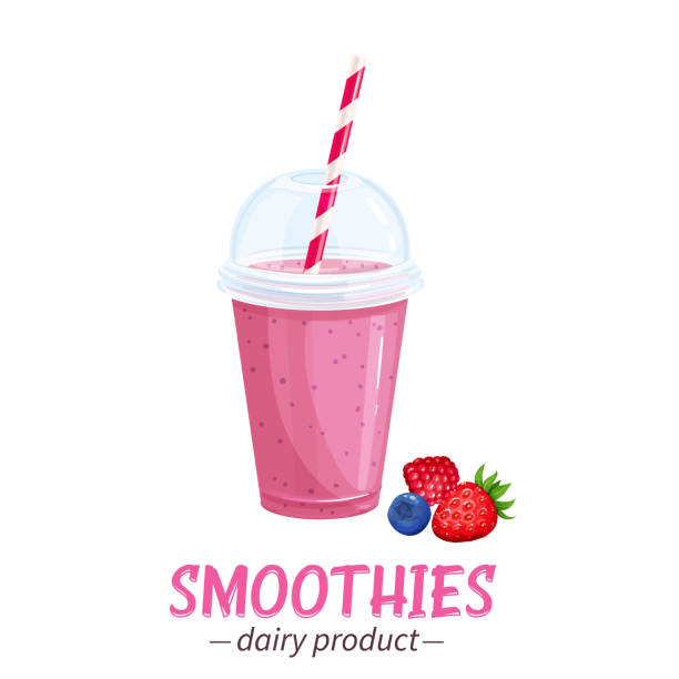 Vector smoothies icon. Vector smoothies icon. Illustration dairy products with berries. Cartoon style. smoothie designs stock illustrations