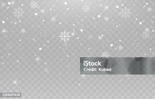 istock Vector snowflakes. Snowfall, snow. Snowflakes on an isolated background. PNG snow. Snow storm, Christmas snow. Vector image. 1283697618