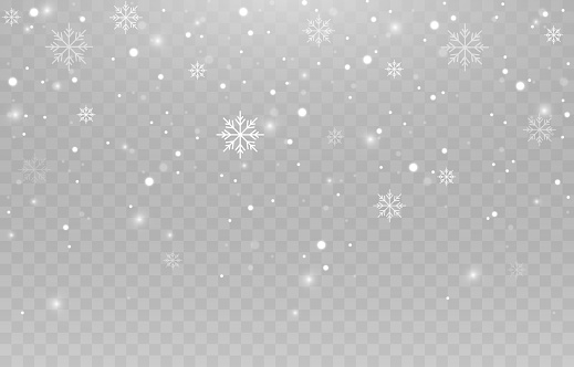 Vector snowflakes. Snowfall, snow. Snowflakes on an isolated background. Snow storm, Christmas snow. Vector image.