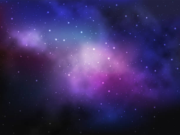 vektorraum hintergrund mit bunten nebel und helle sterne - supernova stock-grafiken, -clipart, -cartoons und -symbole