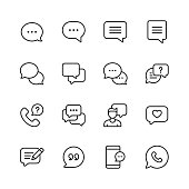 16 Speech Bubbles and Communication Outline Icons.
