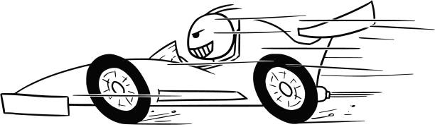 Vector Stickman Cartoon Of Formula One IndiCar Driver
