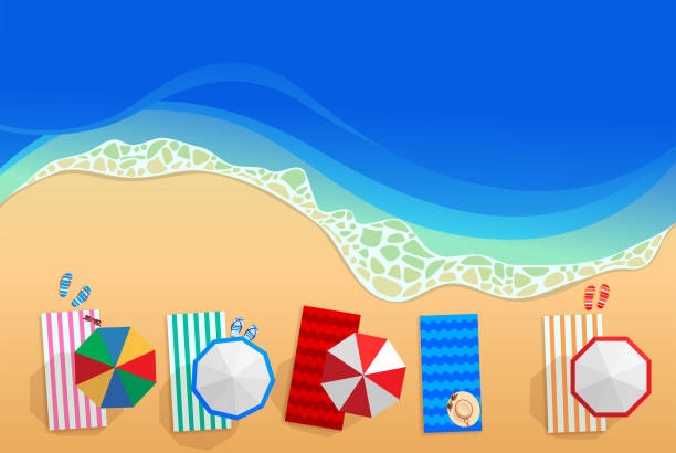 ilustrações de stock, clip art, desenhos animados e ícones de vector summer vacation illustration on the beach - beach towel