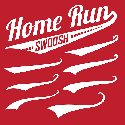 Vector Swooshes, Swishes, Whooshes, and Swashes for Typography on Retro / Vintage Baseball Tail Tee shirt