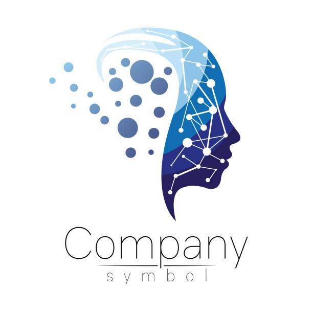 Vector symbol of human head. Profile face. Blue color isolated on white background. Concept sign for business, science, psychology, medicine. Creative sign design Man silhouette. Modern icon. Vector symbol of human head. Profile face. Blue color isolated on white background. Concept sign for business, science, psychology, medicine. Creative sign design Man silhouette. Modern icon. human head stock illustrations
