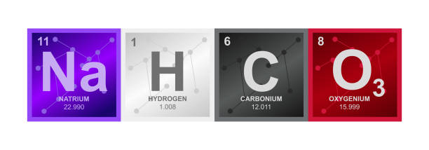 wektorowy symbol związku węglanu sodu na2co3 składający się z atomów i cząsteczek sodu, węgla i tlenu - soda stock illustrations