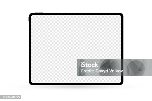 istock Vector tablet mockup with transparent screen isolated on white background 1394030199