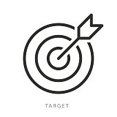 Vector target icon. Target and arrow. Premium quality graphic design. Modern signs, outline symbols collection, simple thin line icons set stock illustration