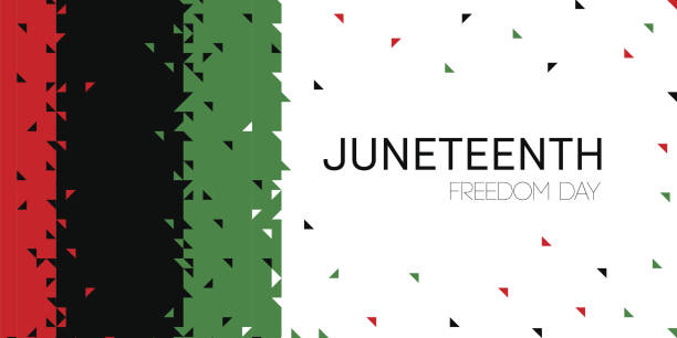 Vector. Template card with Juneteenth Freedom Day flag. vector art illustration