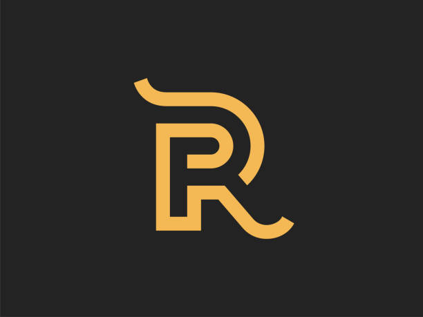 Vector template letter R. The design of the sign in a linear style. Vector template letter R. The design of the sign letter r stock illustrations