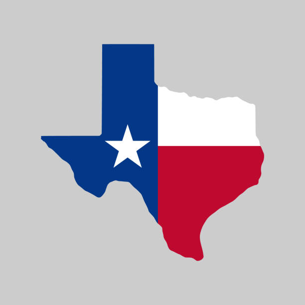 ilustrações de stock, clip art, desenhos animados e ícones de vector texas flag map illustration - texas