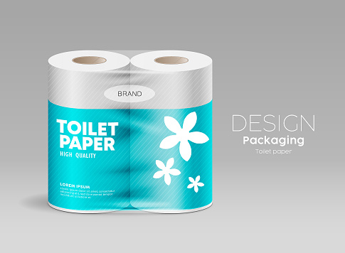 Vector Toilet paper plastic packaging roll template colorful