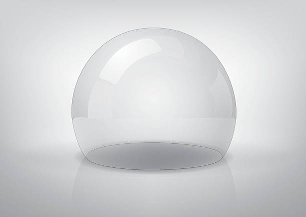 Vector transparent semi-sphere. Vector transparent semi-sphere, specks of light and reflections architectural dome stock illustrations