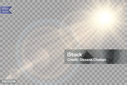 istock Vector transparent sunlight special lens flare light effect. Sun flash with rays and spotlight 936125298