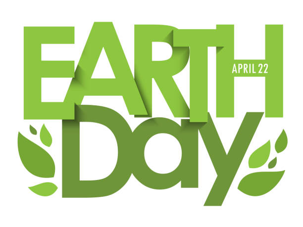 EARTH DAY vector typography banner EARTH DAY - APRIL 22 green vector typography banner with leaves earth day stock illustrations
