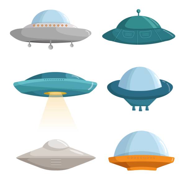 Vector UFO abducts cow illustration night sky Vector UFO abducts cow illustration night sky ufo stock illustrations