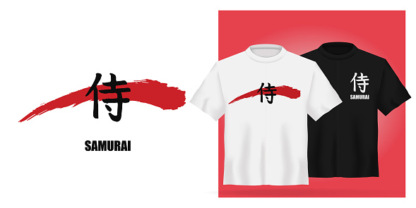 Download Vector Unisex Tshirt Mock Up Set With Japanese Hierogliph ...