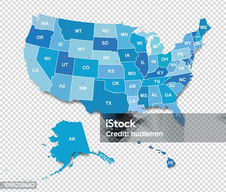 istock Vector USA Administrative Map isolated 1095228682