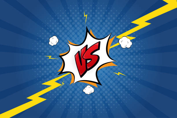 Vector versus letters fight background in flat comics style. Vector versus letters fight background in flat comics style. lightning borders stock illustrations