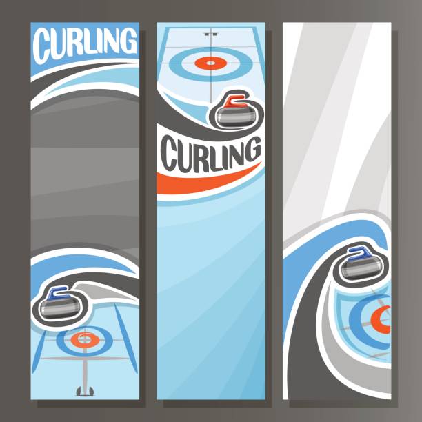 stockillustraties, clipart, cartoons en iconen met vector verticale banners voor curling - curling
