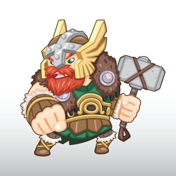 Vector Viking Warrior Illustration Viking Warrior with his hammer thor hammer stock illustrations