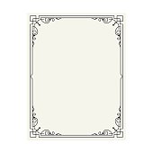 istock Vector vintage border frame engraving with retro ornament pattern in antique rococo style decorative design 855932320