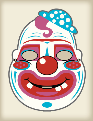 Vector Vintage Halloween Creepy Clown Mask