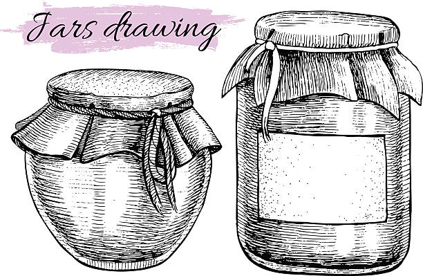 illustrations, cliparts, dessins animés et icônes de pots set vector vintage. illustrations réalisées à la main. - hand draw jar